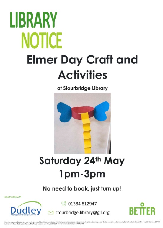 Stourbridge Library - Elmer Day Craft and Activities